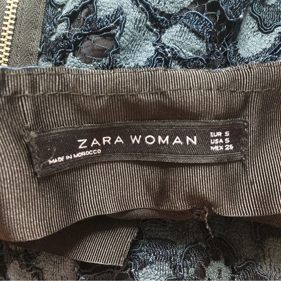 Zara Blue Floral Lace A-Line Skirt, S - Picture 11 of 11